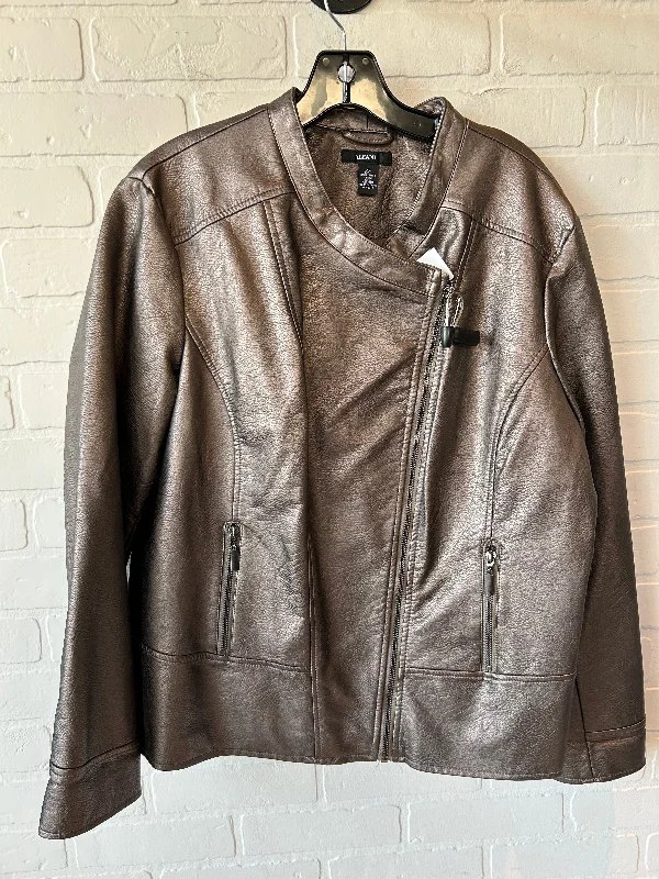 Jacket Moto By Alfani In Bronze, Size: Xl Unique Men's Patch