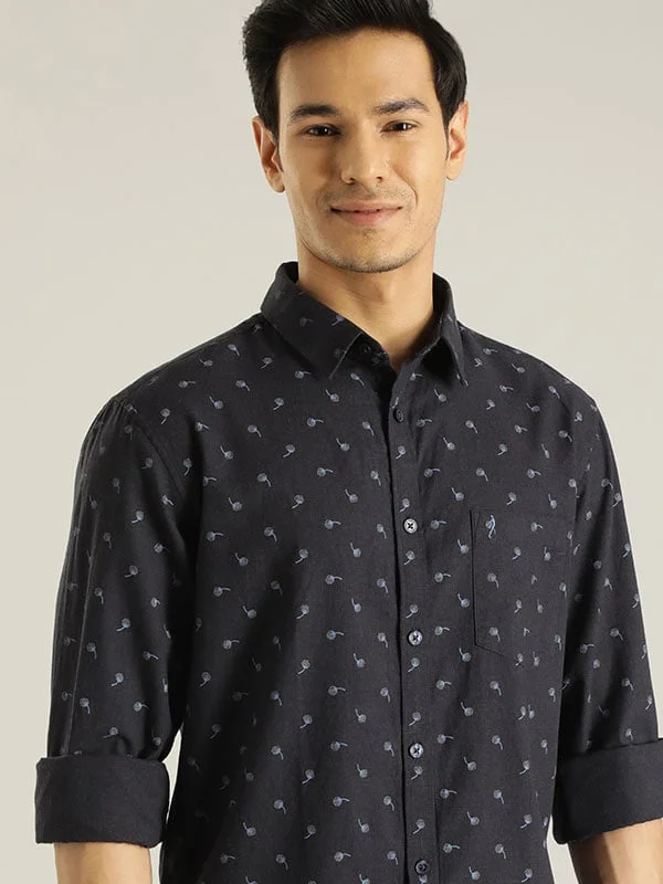 Men Printed Full Sleeve Cotton Shirt Hip Men's Urban