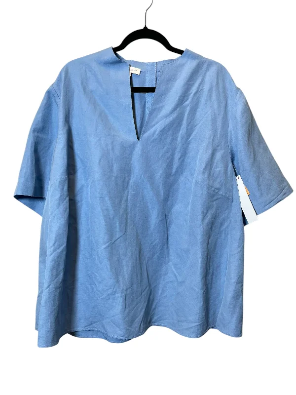 Top Short Sleeve By Lafayette 148 In Blue, Size: 2x Cozy Men's Winter