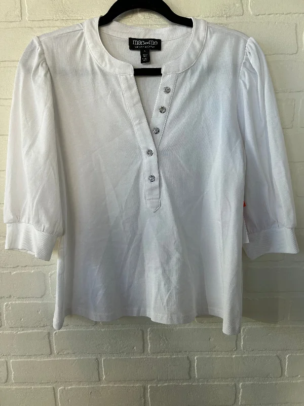 Top 3/4 Sleeve Basic By Clothes Mentor In White, Size: S Trendy Men's Oversized