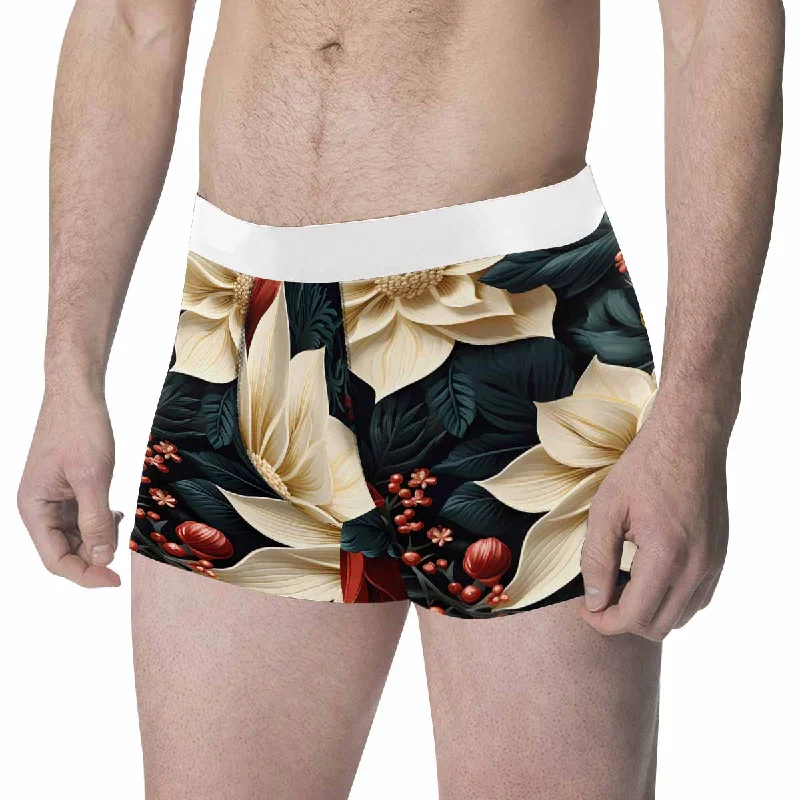 Red Poinsettia Men's All Over Print Boxer Briefs (Made In AUS) Hip Men's Urban