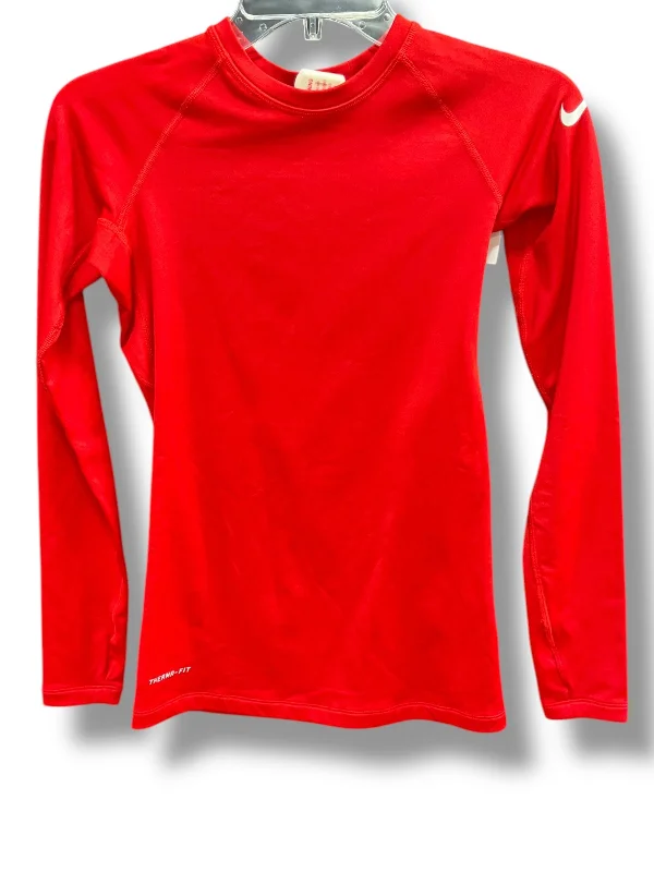 Athletic Top Long Sleeve Collar By Nike In Red, Size: Xs Casual Men's Japanese 