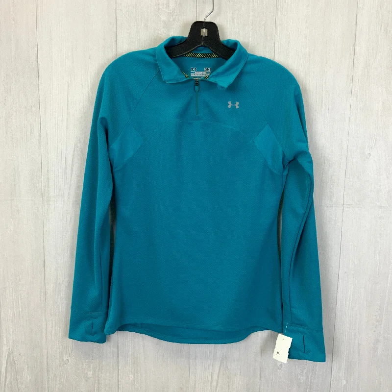 Athletic Top Long Sleeve Collar By Under Armour In Aqua, Size: S Practical Men's Quick