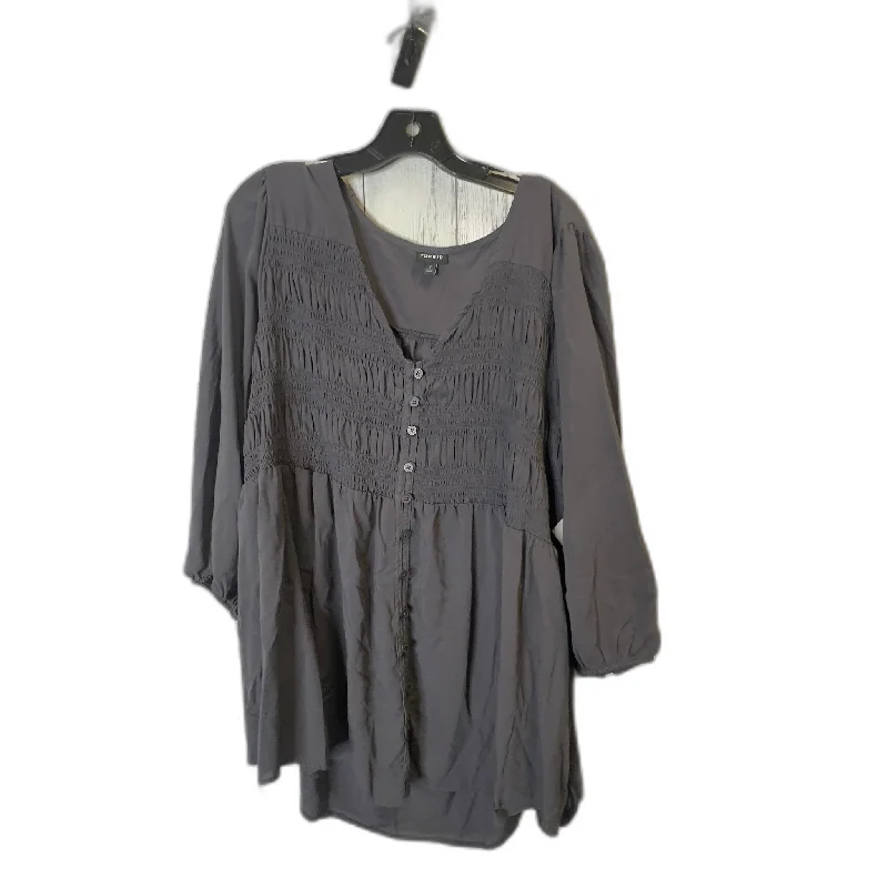 Top Long Sleeve By Torrid In Grey, Size: 3x Bohemian Men's Free