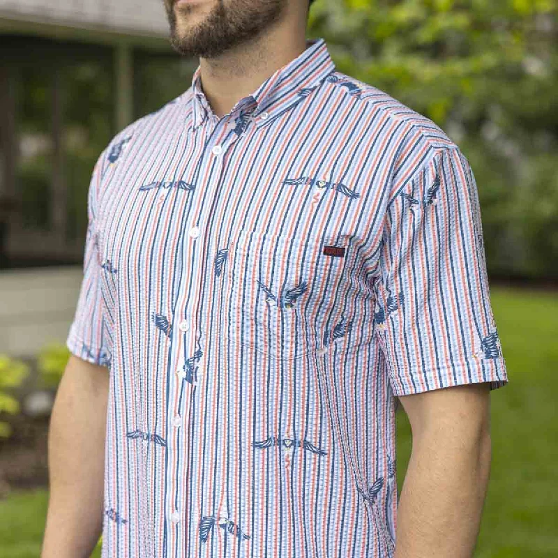 America's Got Talons – Stretch Seersucker Short Sleeve Shirt Polished Men's Satin