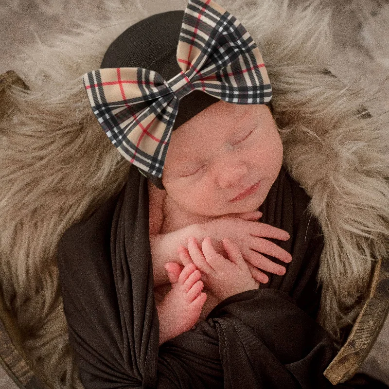 Ily Bean Fall Plaid Newborn Girl Hospital Hat Casual Men's Loose