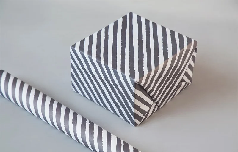 Wrapping sheet Stripes Grey white Practical Men's Multi