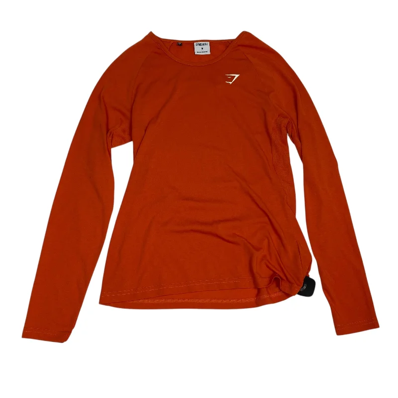 Athletic Top Long Sleeve Crewneck By Gym Shark In Orange, Size: M Beach