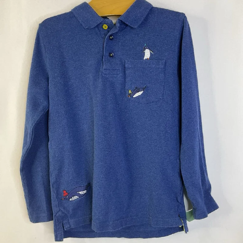 Size 6-7: Mini Boden Blue Penguin Pocket Long Sleeve Shirt Cozy Men's Winter