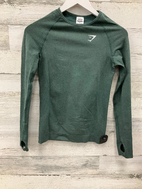 Athletic Top Long Sleeve Crewneck By Gym Shark In Green, Size: M Preppy Men's College