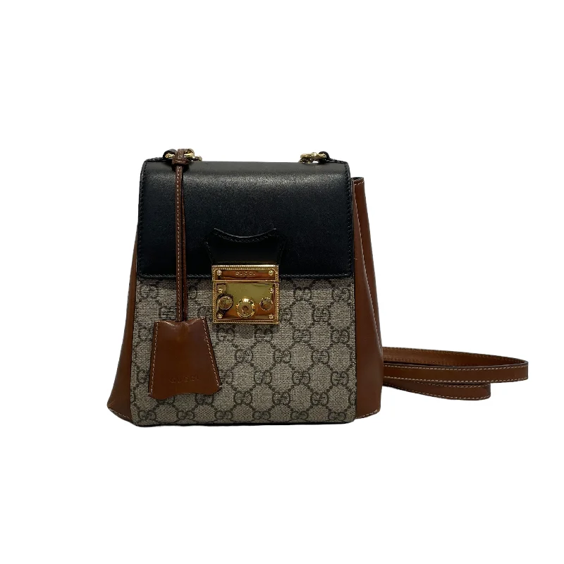 GUCCI/Backpack/Monogram/Leather/BRW/Supreme Padlock Backpack Refined Men's European