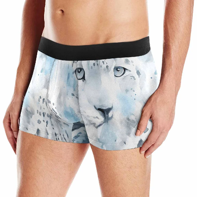 White Leopard AUS Men's All Over Print Boxer Briefs (Made In AUS) Refined Men's Velvet