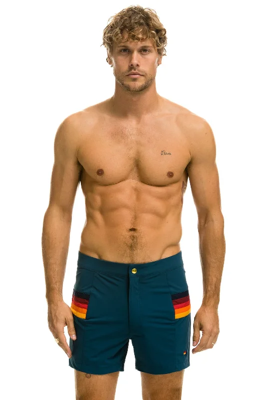 MEN'S HORIZONTAL 5 STRIPE FLEX SHORTS - DEEP OCEAN Sophisticated Men's 