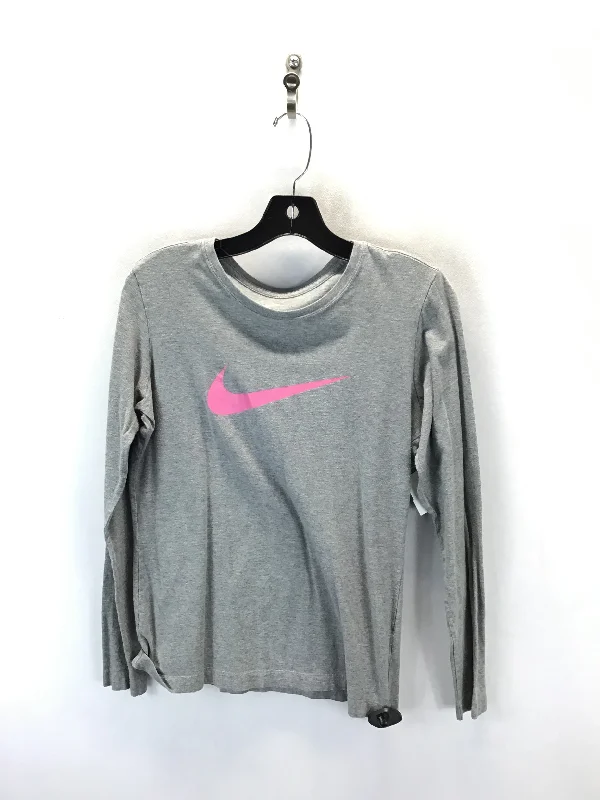 Athletic Top Long Sleeve Crewneck By Nike In Grey, Size: L Cozy Men's Sherpa