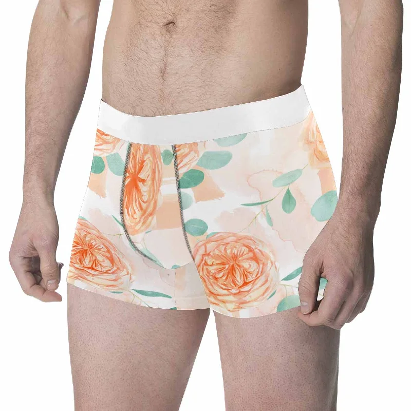 Rose Eucalyptus Men's All Over Print Boxer Briefs (Made In AUS) Casual Men's Loose