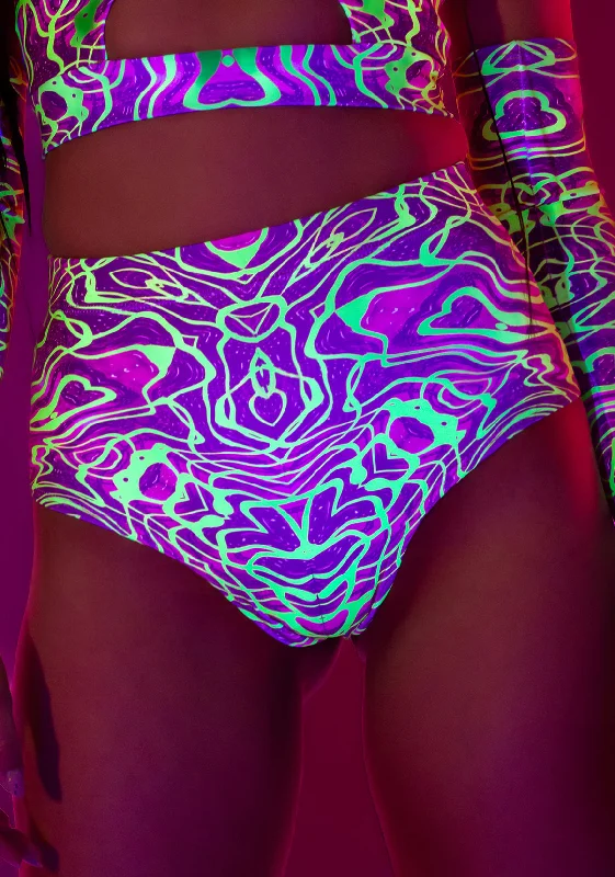 Neon Wavejumper Rave HW Shorts Cool Men's Distressed