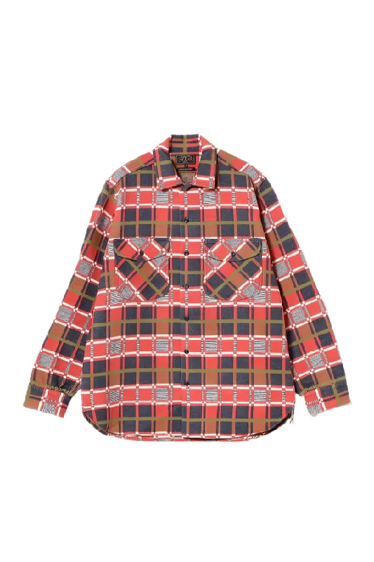 BEAMS PLUS Work Classic Fit Block Plaid Jacquard Shirt Relaxed Men's Australian 