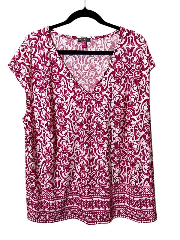 Top Short Sleeve By Vince Camuto In Pink & White, Size: 3x Organic