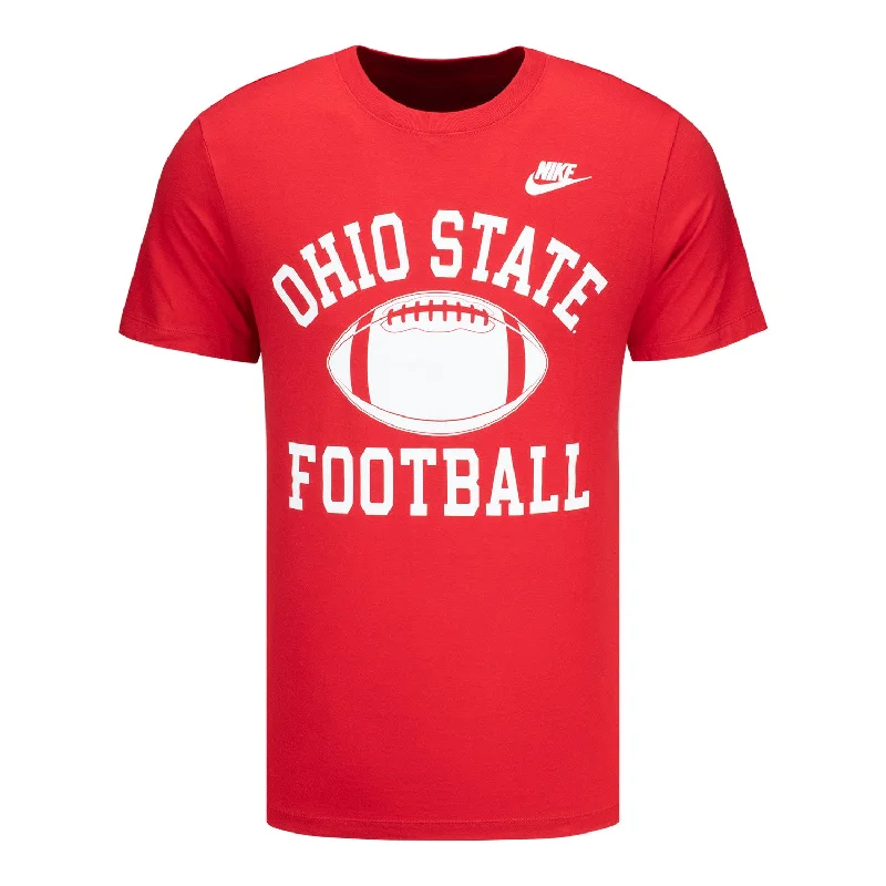 Ohio State Buckeyes Nike Football Logo Scarlet Short Sleeve T-Shirt Traditional Men's Wool