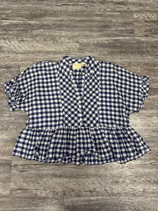 Top Short Sleeve By Maeve In Plaid Pattern, Size: S Trendy Men's Oversized