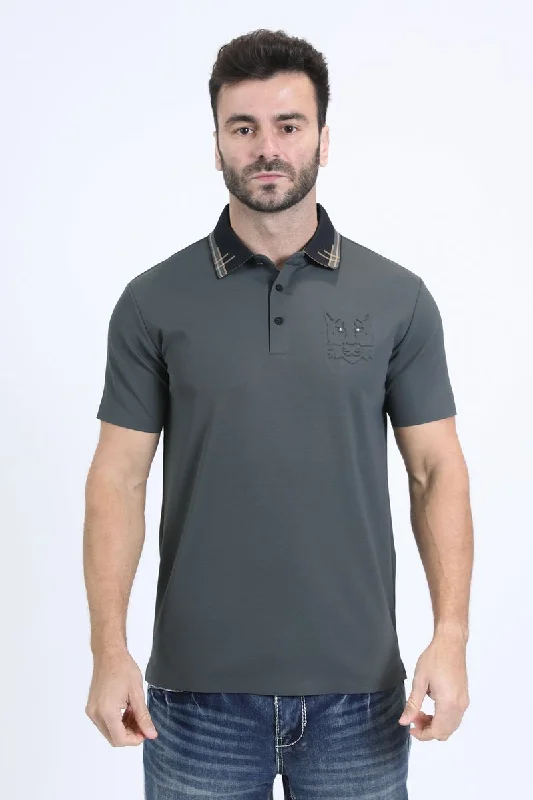 Men's Cotton Modern Fit Stretch Grey Polo Modern Men's Tech