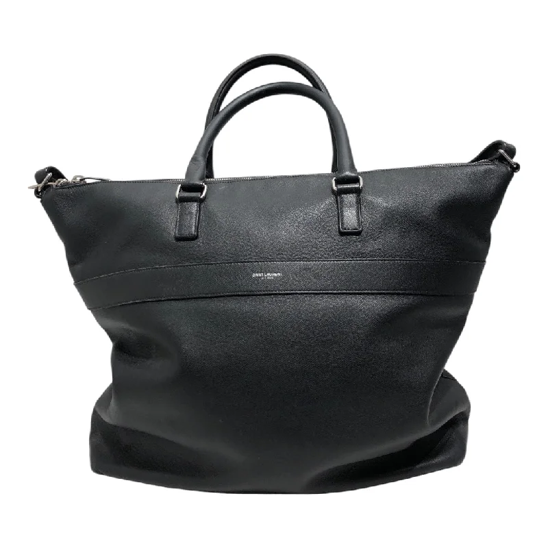 SAINT LAURENT/Tote Bag/Leather/BLK/ Trendy Men's Oversized