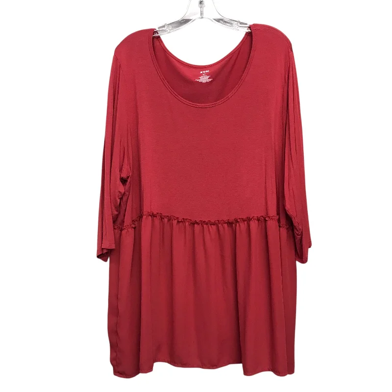 Top Ls Basic By Evri In Red, Size:3X Vacation