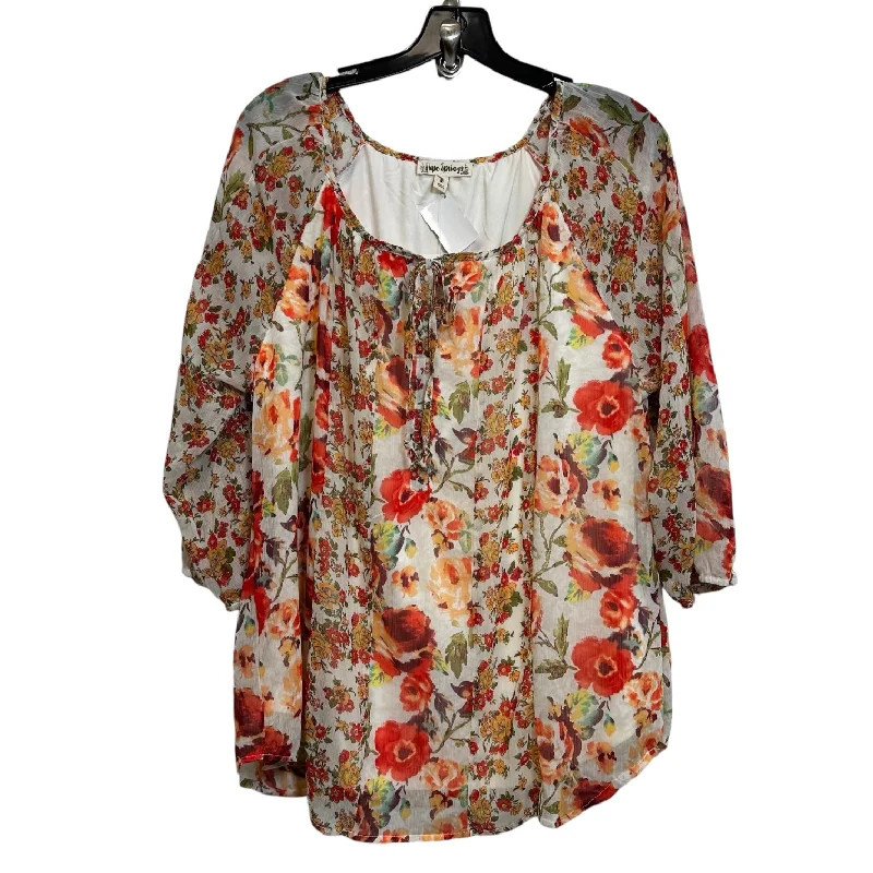 Top 3/4 Sleeve By Clothes Mentor In Floral, Size: M Polished Men's Silk