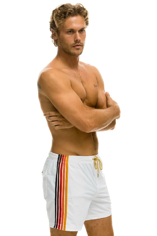 MEN'S 5 STRIPE FLEX SHORTS - WHITE Sharp Men's Italian