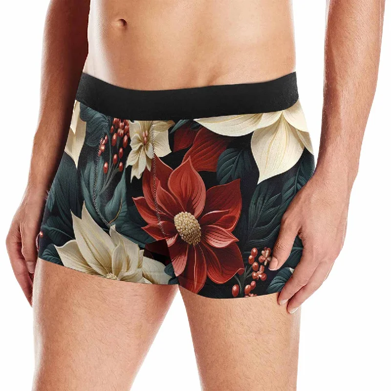 Red Poinsettia  AUS Men's Boxer Briefs (Made In AUS) Monochromatic All