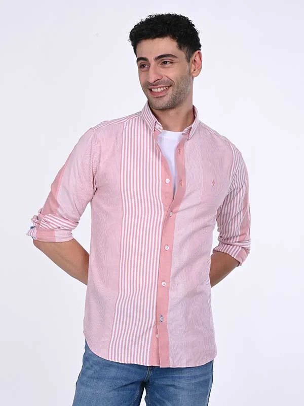 Men Striped Full Sleeve Cotton Shirt Dapper Men's Bow