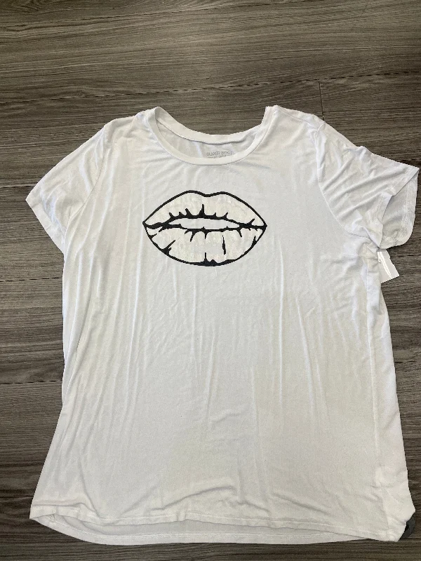 Top Short Sleeve By Torrid In White, Size: 2x Unique Men's Upcycled