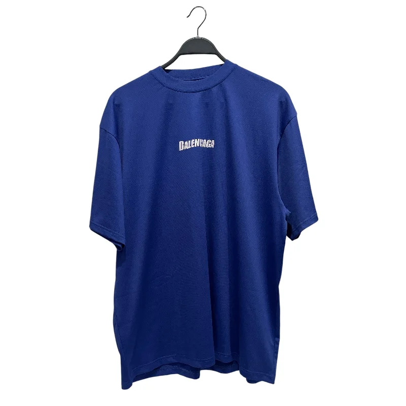 BALENCIAGA/T-Shirt/S/Nylon/BLU/Graphic/ACTION LOGO MESH JERSEY Sleek Men's Metallic