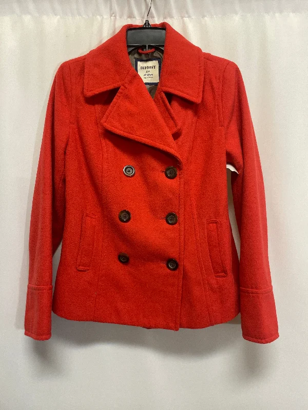 Coat Peacoat By Old Navy In Red, Size: M Organic