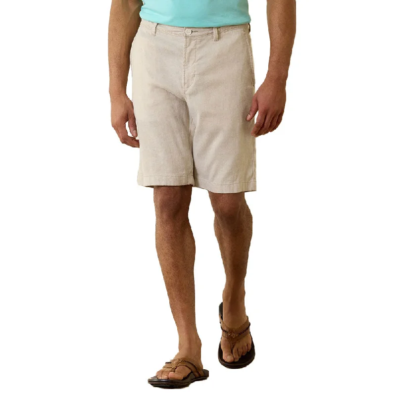 Tommy Bahama 10-Inch Beach Coast Linen Flat Front Shorts - Stone Khaki Laid