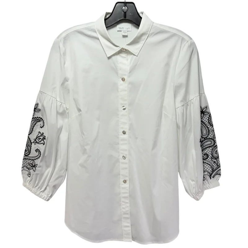 Embroidered Blouse By J. Jill In White, Size: XS Sharp Men's Italian