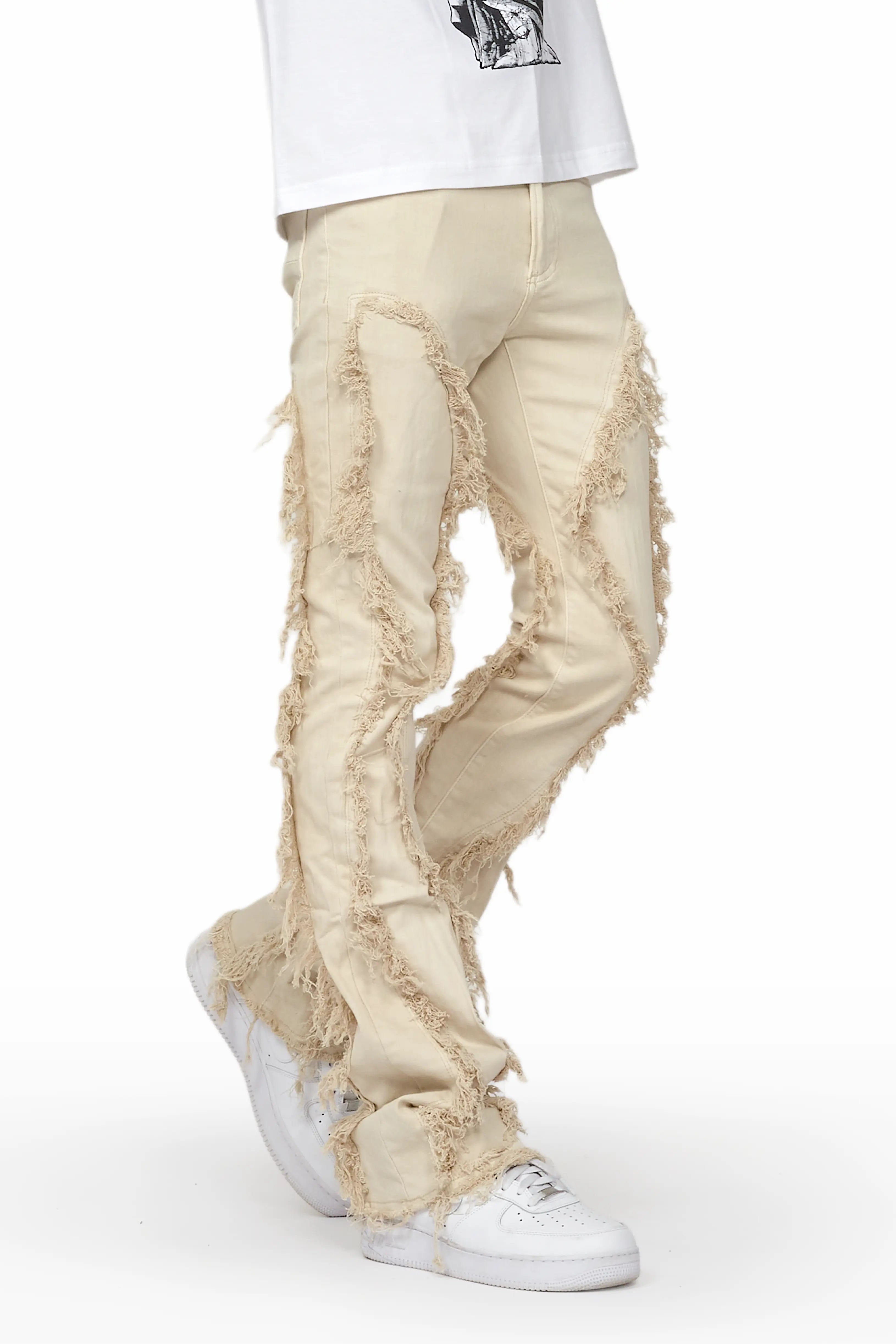 Tristan Beige Stacked Flare Jean Earthy Men's Hemp