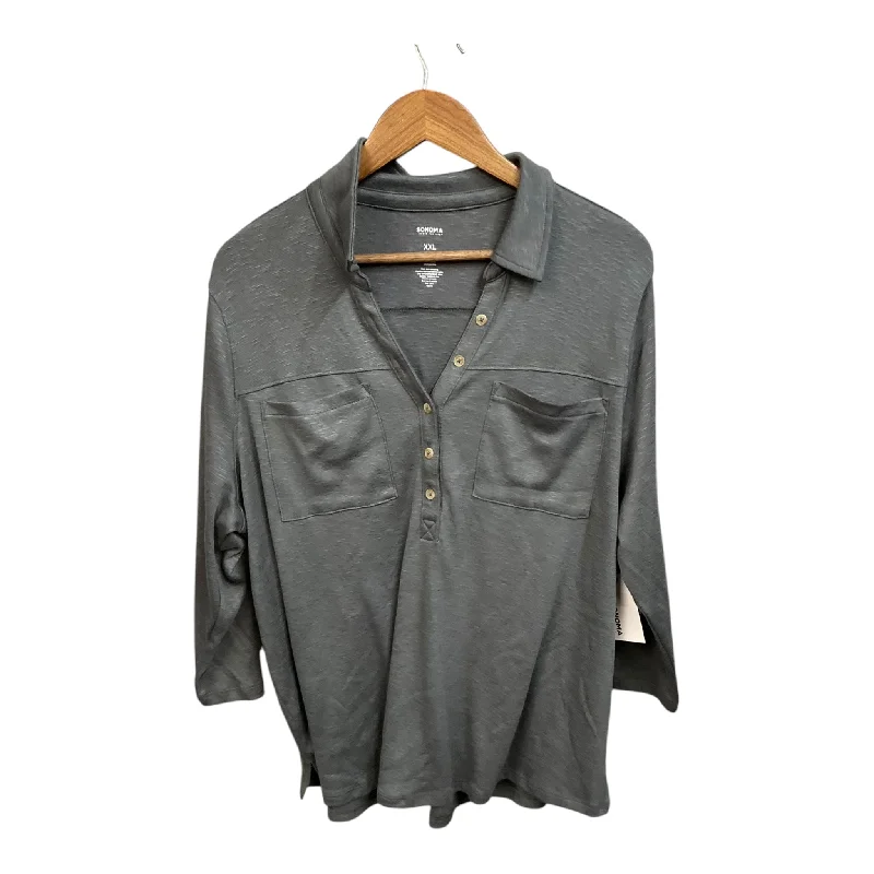 Top 3/4 Sleeve By Sonoma In Grey, Size: Xxl Relaxed Men's Beach