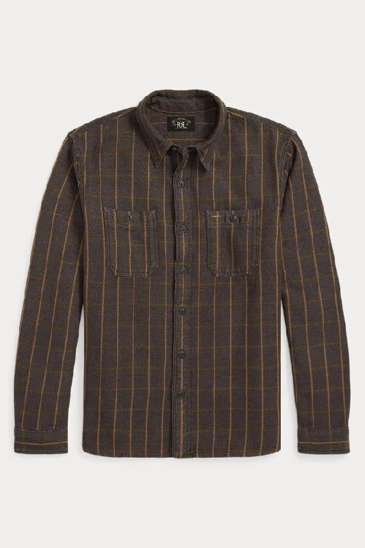 DOUBLE RL Plaid Twill Workshirt Business