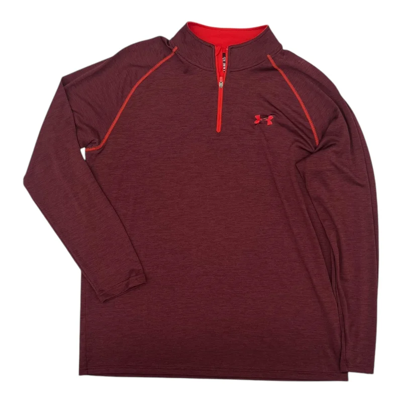 Athletic Top Ls Collar By Under Armour In Red, Size:L Refined Men's European