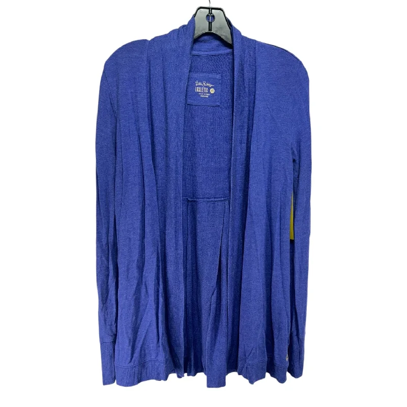 Elena Wrap Sweater Designer By Lilly Pulitzer Luxletic In Heathered Lapis Lazuli, Size: XS Dynamic Men's Moto