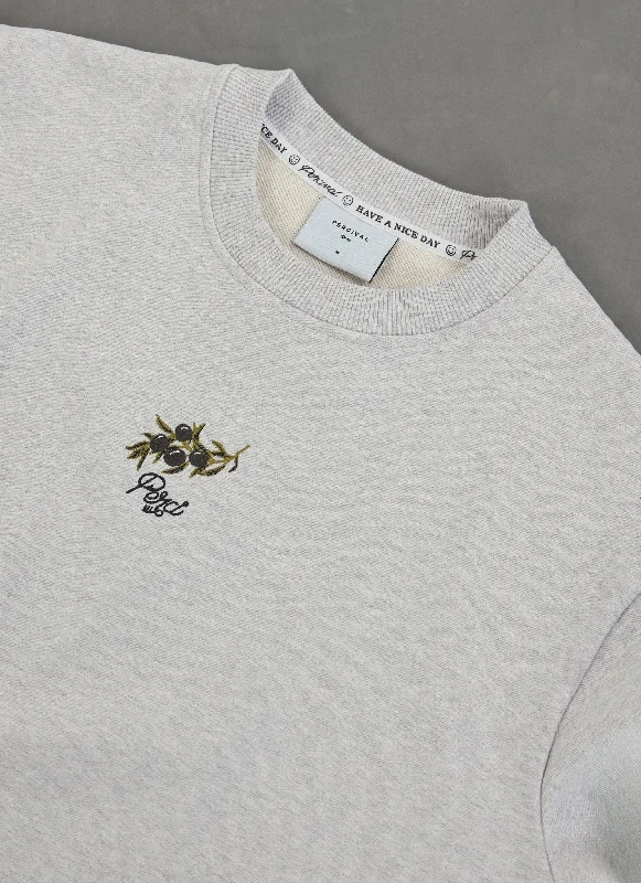 Perci Olive Sweatshirt | Embroidered Organic Cotton | Athletic Grey Bold Men's Animal